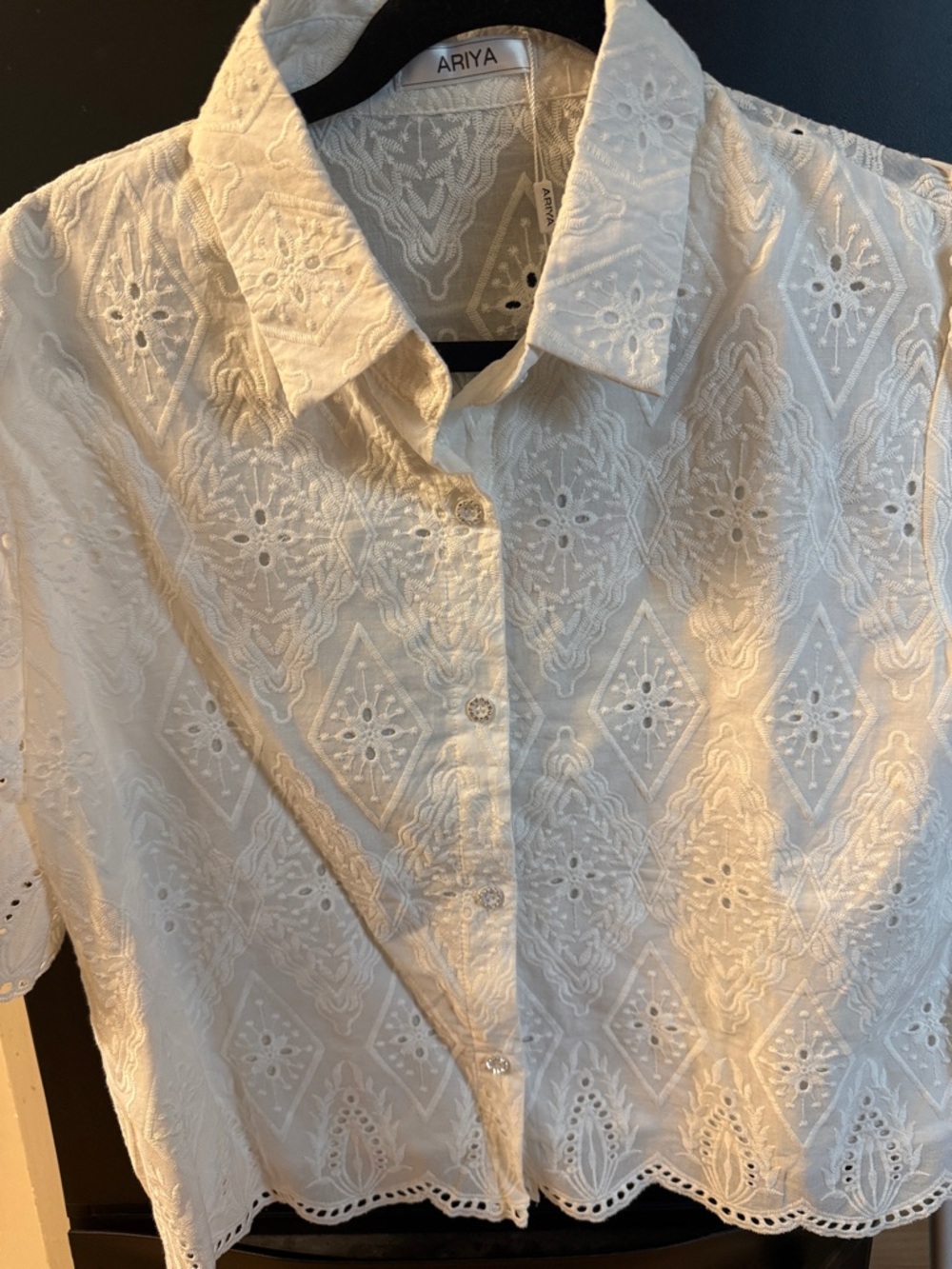 Ariya Cream Eyelet Button-Front Blouse